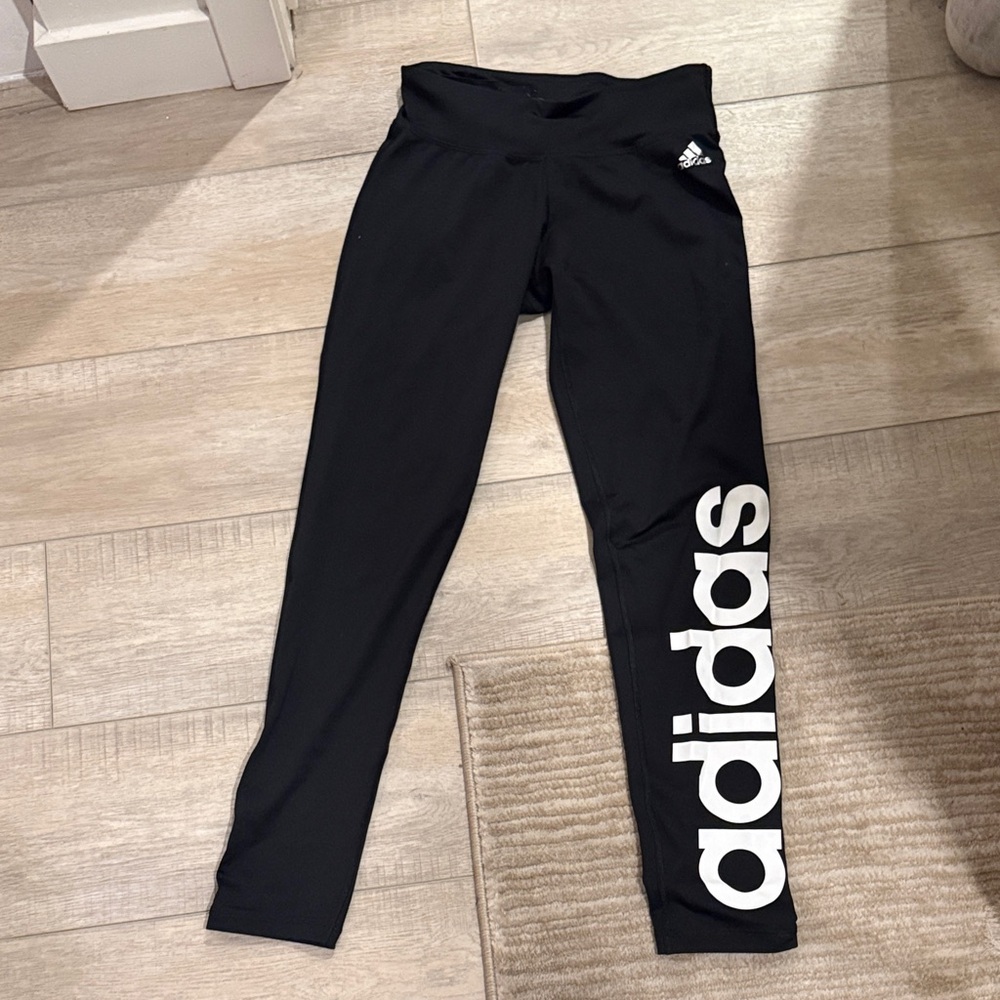 NEW adidas Black Leggings with White Side Logo SMALL